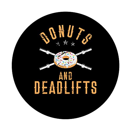 Donuts and Deadlifts Funny Doughnut Workout Black PopSockets PopGrip: Swappable Grip for Phones & Tablets