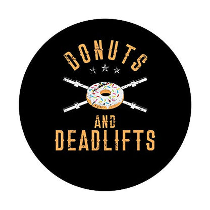 Donuts and Deadlifts Funny Doughnut Workout Black PopSockets PopGrip: Swappable Grip for Phones & Tablets