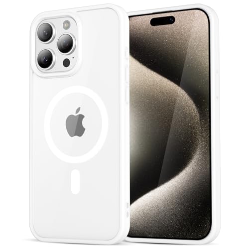 LoeoeL for iPhone 15 Pro Max Case Clear Mag Safe, Ultra Thin Slim Cover Magnetic Compatible with Magsafe Phone Case for Women Men Girl, Cute Soft TPU Silicone & Transparent Hard Plastic, White - color: White, size: 15 Pro Max