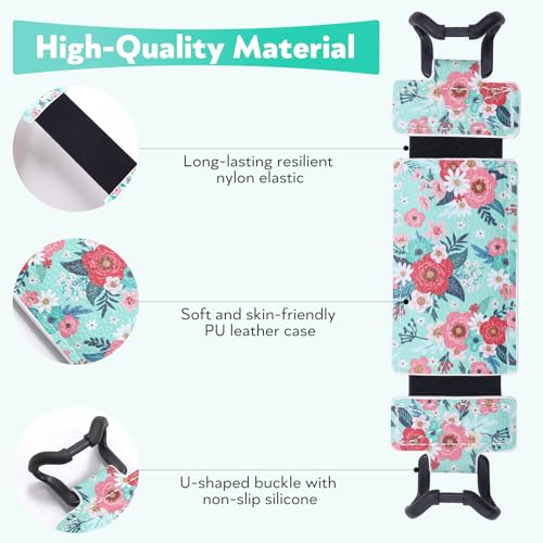 Secure Hand Strap for Kindle and Tablet - High Elasticity Finger Grip Holder Accessories for 6-8 Inches E-Book Tablet - color: Green Flower