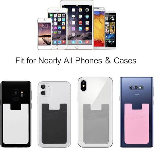 SS Card Holder for Phone Case, Phone Wallet Stick on Adhesive Silicone Cell Phone Pouch Suitable for iPhone Samsung Galaxy Any Smartphone 3 Pack - color: Black White Gray