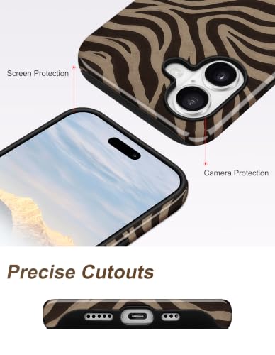 Jusy Magnetic Zebra Phone Case for iPhone 17 Pro Max,Coffee | Compatible with MagSafe, Cute Aesthetic Zebra Design, TPU and PC Protective Shockproof Cover - color: Coffee