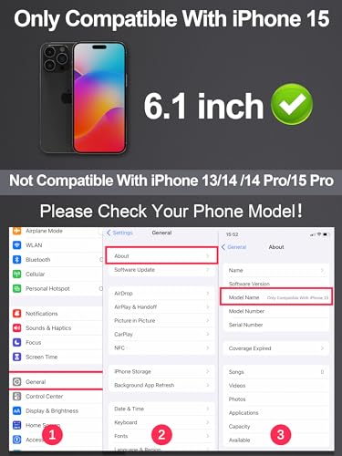 GIGIKISS 2 Pack Privacy Screen Protector for iPhone 15/16 - size: for iPhone 15 6.1 inch - Black