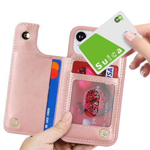 iCoverCase Compatible with iPhone 13 Mini Case with Card Holder, Wallet Phone Case for Women Men RFID Blocking PU Leather Protective Case 5.4 Inch (Rose Gold) - color: Rose Gold