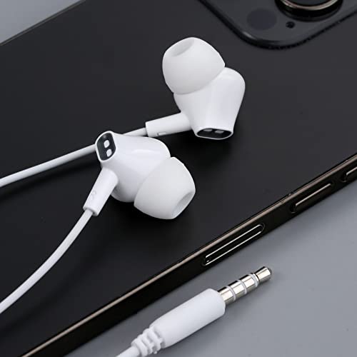 Aylaa Wired Earbuds Headphones for School with Microphone Noise Isolating Stereo Bass in-Ear Earphones – for Smartphones, Tablets, Schools, Ipads, Multiuse - 3.5mm Plug in Audio Jack - White - color: White