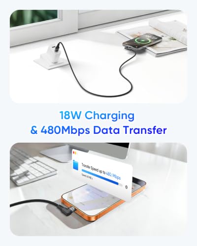 SUNGUY Right Angle USB A to USB C Cable 6FT 2Pack,90 Degree USB C to USB A - size: 6FT+6FT