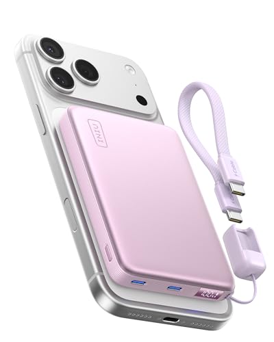 INIU for MagSafe Qi2.2 25W Portable Charger, Slimmest 10000mAh Power Bank - color: Purple