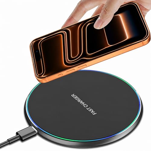Wireless Charger Compatible with iPhone 18 17 16 15 14 13 12 11 Pro Max/Mini/Plus/XR/X/8, 15W Max Fast Wireless Charging Pad Mat for Samsung Galaxy S23/S22/S21/S20/S10, Galaxy Buds - color: Black 1 Pack