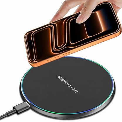 Wireless Charger Compatible with iPhone 18 17 16 15 14 13 12 11 Pro Max/Mini/Plus/XR/X/8, 15W Max Fast Wireless Charging Pad Mat for Samsung Galaxy S23/S22/S21/S20/S10, Galaxy Buds - color: Black 1 Pack