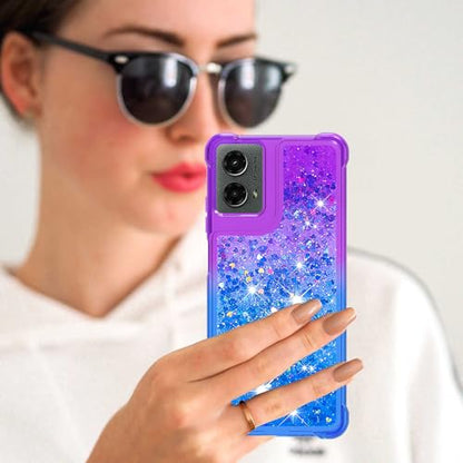 for Moto G Play 2024 Case with Screen Protector, Purple Blue - color: Purple Blue Color