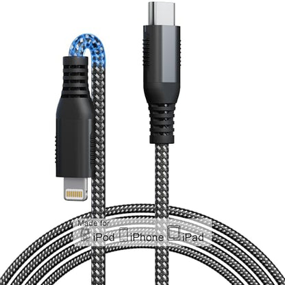 23FT Extra Long iPhone Charger Cable, [Apple MFi Certified] Nylon Braided USB C to Lightning Cable, 2.4A Fast Charging Cord, 480Mbps Data Sync for iPhone 14 13 12 11 Pro Max, iPad Pro Air Mini