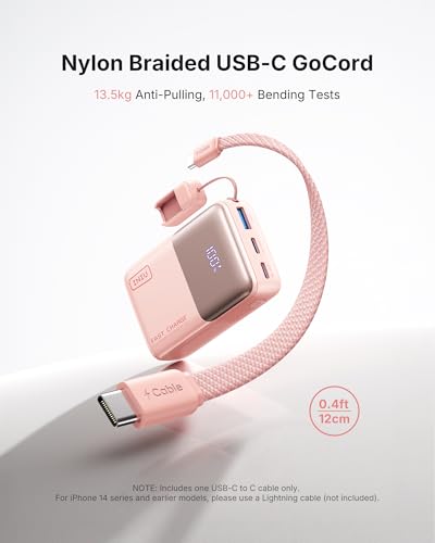 INIU Mini Portable Charger, Small 10000mAh 45W Fast Charging Power Bank - color: Light Pink