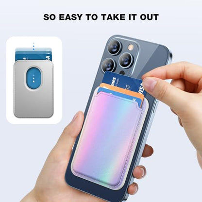 miracase for MagSafe Wallet, Magnetic Card Wallet Holder, Compatible with MagSafe Wallet, 3-Card Holder, for iPhone 15/14/13/12 Series,Rainbow - color: C-Rainbow, style: Basic Wallet
