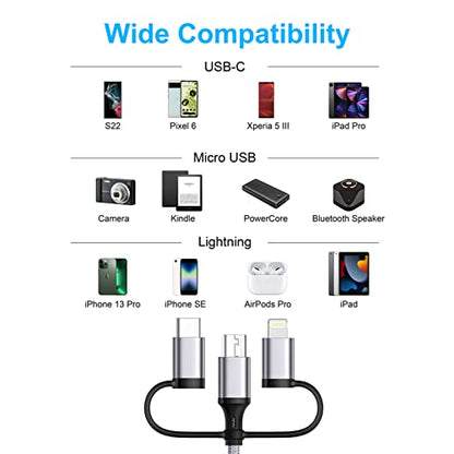 Multi Charging Cable [6ft 2Pack] 3 in 1 USB Charger Cable Nylon Braided