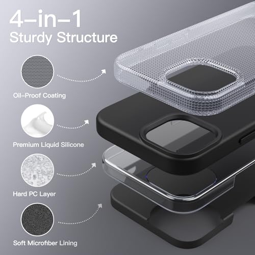 JETech Silicone Case for iPhone 15 Pro Max, Black | Silky Soft Touch, Shockproof Protection, Scratch Resistant, Microfiber Lining - color: Black, size: iPhone 15 Pro Max