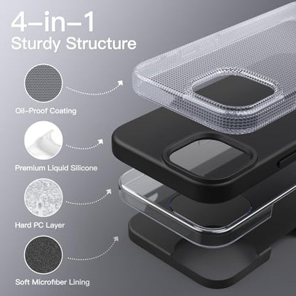 JETech Silicone Case for iPhone 15 Pro Max, Black | Silky Soft Touch, Shockproof Protection, Scratch Resistant, Microfiber Lining - color: Black, size: iPhone 15 Pro Max