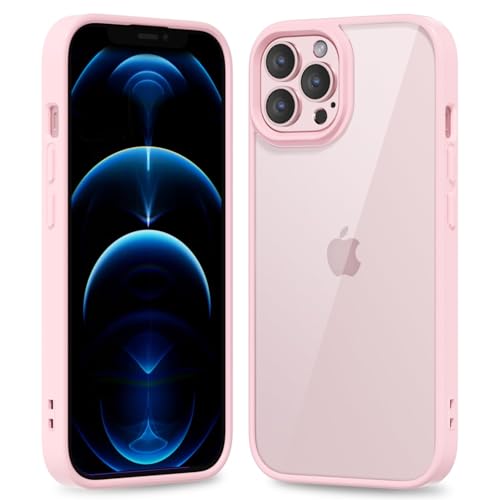 oakxco Thin Slim Clear case for iPhone 12 Pro Max, Transparent Hybrid Hard Shell Plastic & Soft Silicone Rubber Bumper, Non-Yellow Acrylic Protective Lightweight Cover for Women, Light Pink - color: Light Pink, size: 12 Pro Max