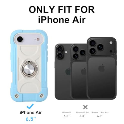 MARKILL Compatible with iPhone Air Case 6.5 Inch 2025 with 360 Degree Rotate Ring Stand, Military Grade Drop Protection Full Body Rugged Protective Case Kids - color: Ice Blue, size: iPhone Air 6.5"