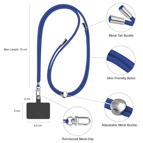TBOC Cell Phone Lanyard [Cobalt Blue] - Comfortable Universal Smartphone Lanyard - Easy to Use Neck Phone Holder [Black Patch] - Adjustable Length Phone Strap Crossbody - Fits All Mobile Phones - color: Cobalt Blue