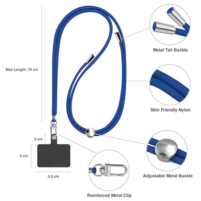 TBOC Cell Phone Lanyard [Cobalt Blue] - Comfortable Universal Smartphone Lanyard - Easy to Use Neck Phone Holder [Black Patch] - Adjustable Length Phone Strap Crossbody - Fits All Mobile Phones - color: Cobalt Blue