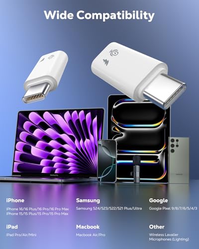 MoKo Lightning to USB C Microphone Adapter 2 Pack
