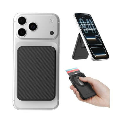 Nillkin FiberMate MagSafe Phone Wallet, RFID Blocking, Adjustable Stand - color: Black