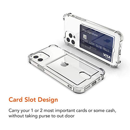 Upgrade Clear Card Case Compatible with iPhone 12/12 Pro 6.1 inch, Slim Fit Thin Protective Soft TPU Shock-Absorbing Wallet Case with Card Holder - size: iPhone 12 Pro