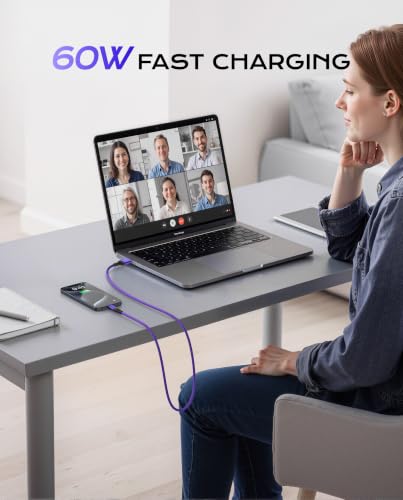 USB to USB C Cable Fast Charging [2 Pack 6FT], USB A to USB C Cable for Car - color: Purple, size: 6FT, style: USB A to USB C
