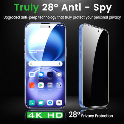 Romkasi 4 Pack Privacy Screen Protector for iPhone 16 Plus 6.7 Inch with 4 Pack Camera Lens Protector, Anti Spy Tempered Glass Film, Anti-Scratch, Touch Sensitive, Case Friendly - color: iPhone 16 Plus