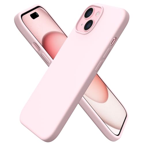 ORNARTO Compatible with iPhone 15 Case 6.1, Slim Liquid Silicone 3 Layers Full Covered Soft Gel Rubber Phone Case, Anti-Scratch Shockproof Protective Cover 6.1 Inch, Chalk Pink - color: Chalk Pink