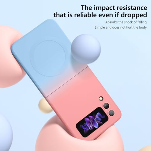 Compatible with Galaxy Z Flip 4 Case, Magnetic Gradient Color | Soft TPU Phone Cover with Camera Lens Protector Cover for Galaxy Z Flip 4 6.7 Inch, Pink to Blue Gradient(10-10) - color: Pink & Blue