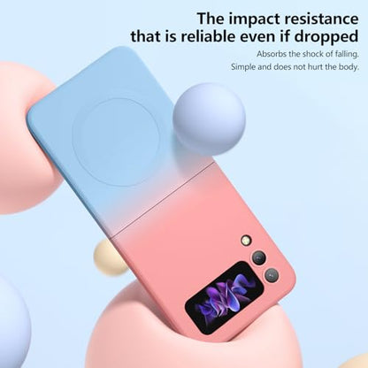 Compatible with Galaxy Z Flip 4 Case, Magnetic Gradient Color | Soft TPU Phone Cover with Camera Lens Protector Cover for Galaxy Z Flip 4 6.7 Inch, Pink to Blue Gradient(10-10) - color: Pink & Blue