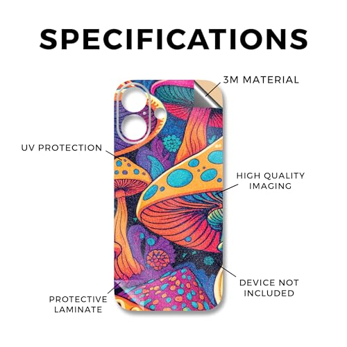 Glossy Glitter Phone Skin Compatible with Apple iPhone 17 - Mushrooms - Premium 3M Vinyl Protective Wrap Decal Cover - Easy to Apply | Crafted in The USA by MightySkins - color: Mushrooms, size: iPhone 17 (Full Wrap), style: Glossy Glitter Finish