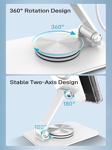 Compatible with MagSafe Charger, 15W MagSafe Charger Stand, 360°Rotation Base Adjustable Foldable Wireless Charger for Samsung Galaxy S25 Ultra/Z Fold7/Flip7/iPhone 17/Pixel 10 Pro/Pixel 10 Pro Fold - color: White