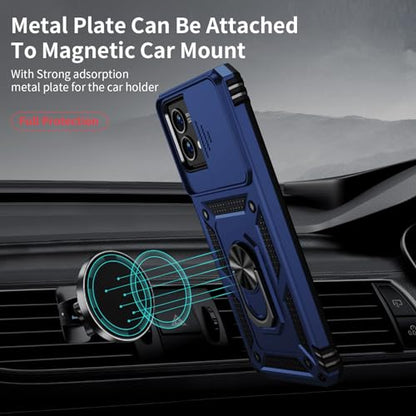 VINVE for Moto G Stylus 5G 2023 Case [Not Fit 4G Version] Slide Lens Cover HD Screen Protector, Military Grade Drop Protection, Magnetic Rotated Ring Holder Kickstand Protective Phone Case (Navy Blue) - color: Navy Blue ,Military Grade 2nd gen.
