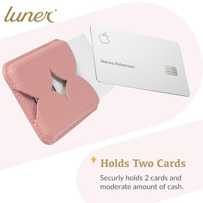 Luner - Leather Magnetic Card Wallet Compatible with Magsafe - for iPhone 17, 16, 15, 14, 13, 12 series - Holds 2 cards - Made of Vegan Leather - French Pink - color: French Pink, style: Classic