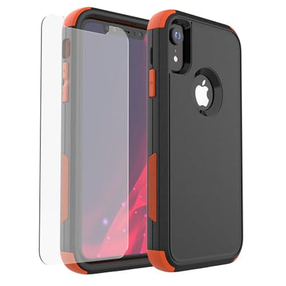 X-belmox for iPhone XR Phone Case [Dropproof] [Shockproof] - Black Orange - color: Black/Orange