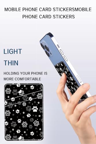 Phone Card Holder, Dual Pocket Leather Phone Wallet Adhesive Stick On, Cute Card Holder, Credit Card Holder for Phone Case Dog Paw Prints - color: Dog Paw Prints