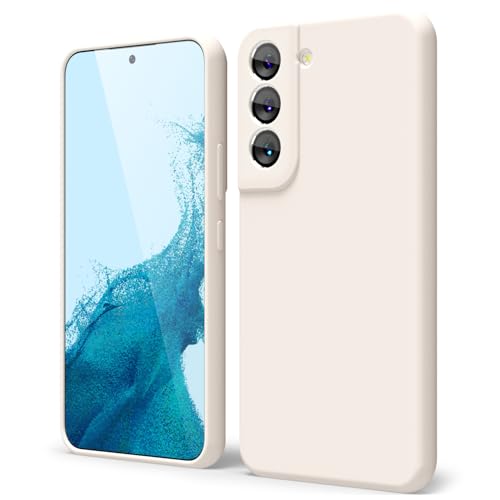 Oakxco for Samsung Galaxy S22 Phone Case Liquid Silicone, Cute Thin Slim Soft Rubber TPU Plain Smooth Gel Cover for Women Girl Aesthetic Design, Matte Solid Protective & Shockproof Bumper, Beige Stone - color: Beige, size: S22