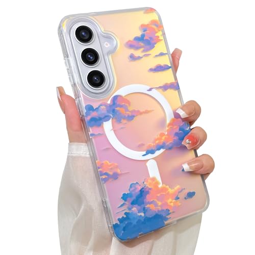 Cute Case for Samsung Galaxy S26 Plus Case, Iridescent Clouds | Compatible with Magsafe, Aesthetic Twilight Sky Pattern Design for Women Girls, Girly Glitter Magnetic Phone Cover - color: Twilight Sky, size: Samsung Galaxy S26 Plus
