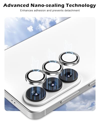 CloudValley for Samsung Galaxy S26 Camera Lens Protector, 9H Tempered Glass + Aluminum Alloy Lens Protective Ring Ultra-HD Tempered Glass Cover,Silver - color: Silver