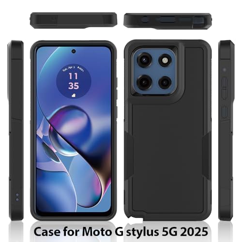 for Moto G Stylus 2025/2026 Case: Dual Layer Protective Heavy Duty Cell Phone Cover Shockproof Rugged with Screen Protector - Military Protection Bumper Tough - for G Stylus 2025/2026, Purple - color: Purple (PC) + Black (TPU)