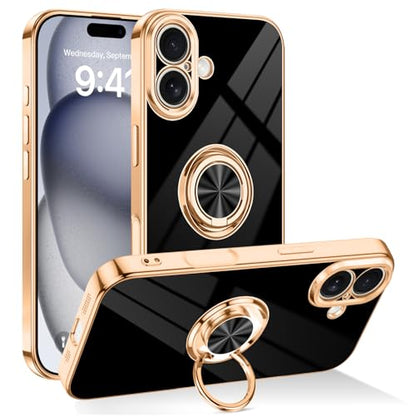 Dinick Black for iPhone 17 Case with Ring Holder Kickstand - color: Black, size: 6.3'' iPhone 17