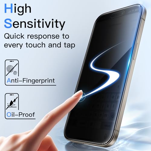 JETech 360° Privacy Screen Protector for iPhone 15 Pro Max, 2-Pack - size: iPhone 15 Pro Max