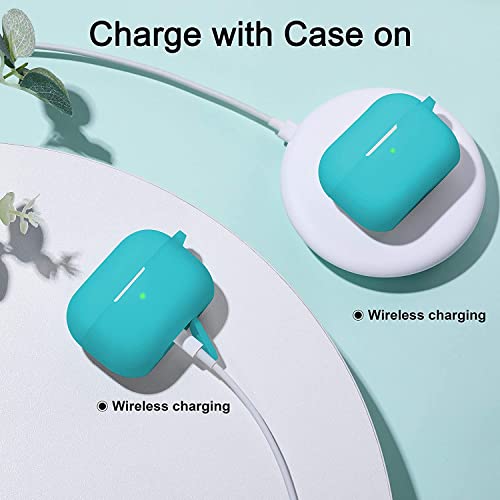 Lerobo for AirPods Pro 2nd/1st Case with Keychain, Teal - color: Teal