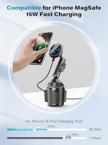 EXELIQ for Qi2 15W Magsafe Car Mount Charger, Magnetic Car Cup Phone Holder