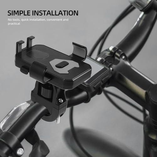 Sewroro Bike Phone Mount Holder with Anti-Shake Vibration Protection for Motorcycle and Bicycle Handlebar, Universal Mobile Phone Stand Compatible with Smartphones, Black