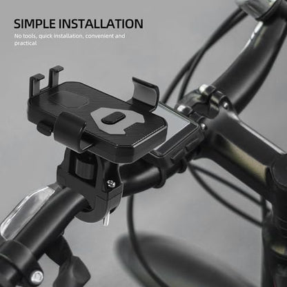 Sewroro Bike Phone Mount Holder with Anti-Shake Vibration Protection for Motorcycle and Bicycle Handlebar, Universal Mobile Phone Stand Compatible with Smartphones, Black