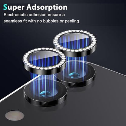 Zeking (2 Set Bling Camera Lens Protector Compatible with Samsung Galaxy Tab S11 Ultra X930/X936 14.6", Glitter Bling Sparkly 9H Tempered Glass Protector Metal Individual Ring (Bling-Black) - color: BlingBlack