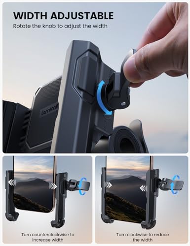 Lamicall Motorcycle Bike Phone Mount, 1s Lock Bike Phone Holder - color: Black